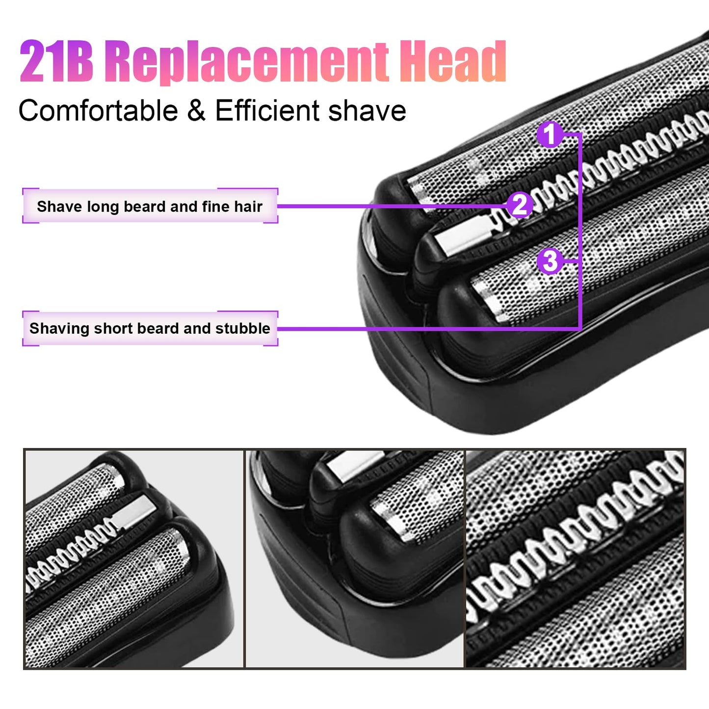 2 Pack Series 3 21B Replacement Head, Foil & Cutter Razor Head Compatible with S3 Shaver Replacement Heads 3040s 300s, 310s, 320s, 3050cc 360s 370cc-4, 3090cc Etc