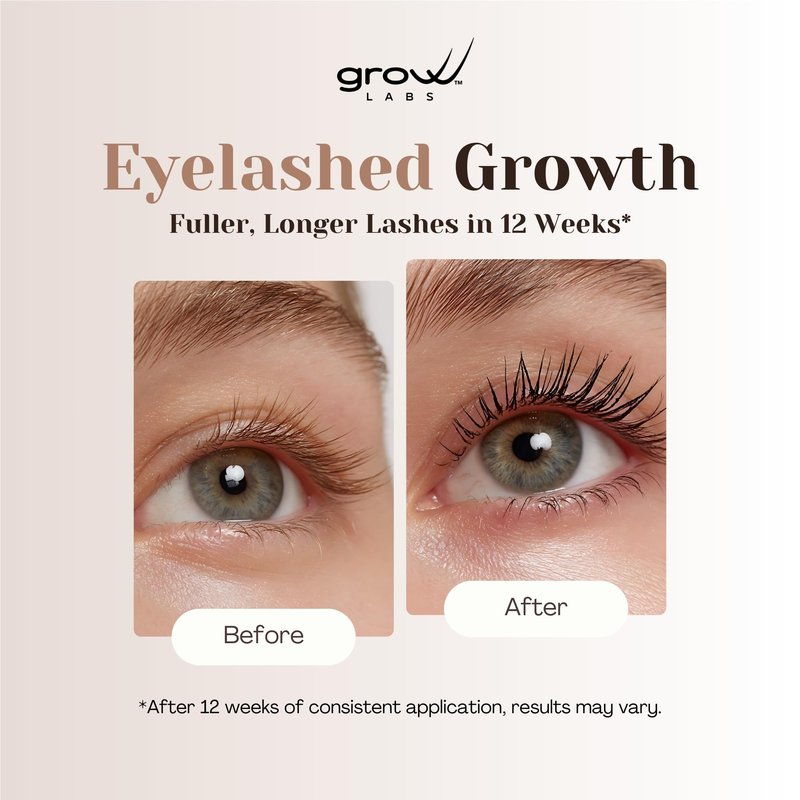 Grow Labs Lash Serum – Eyelash Enhancer with Peptides & Biotin – Strengthens, Nourishes & Defines Lashes for Longer, Fuller and Thicker Looking – Vegan Formula – Hormone-Free – Made in USA – 2 ml