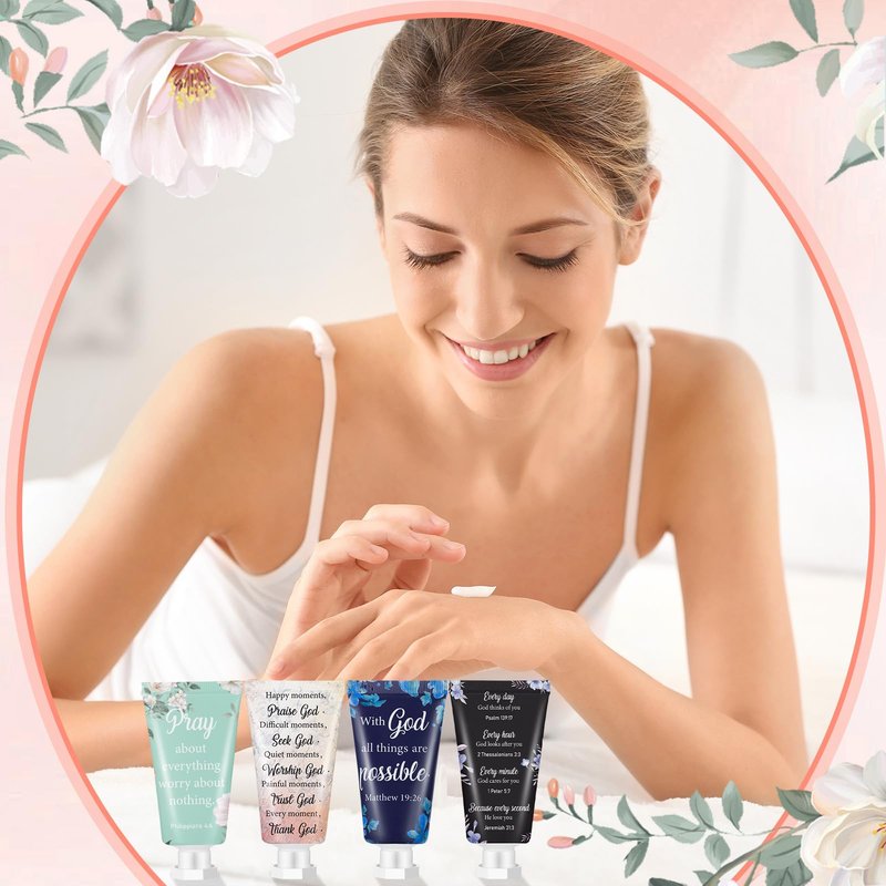 Sacubee 48 Pcs Christian Hand Cream Bulk for Women Mother's Day Mini Travel Size Religion Bible Verse Lotion for Skin Dry Hand Lotion for Mom Grandma Church Prayers Coworker Wedding Favors
