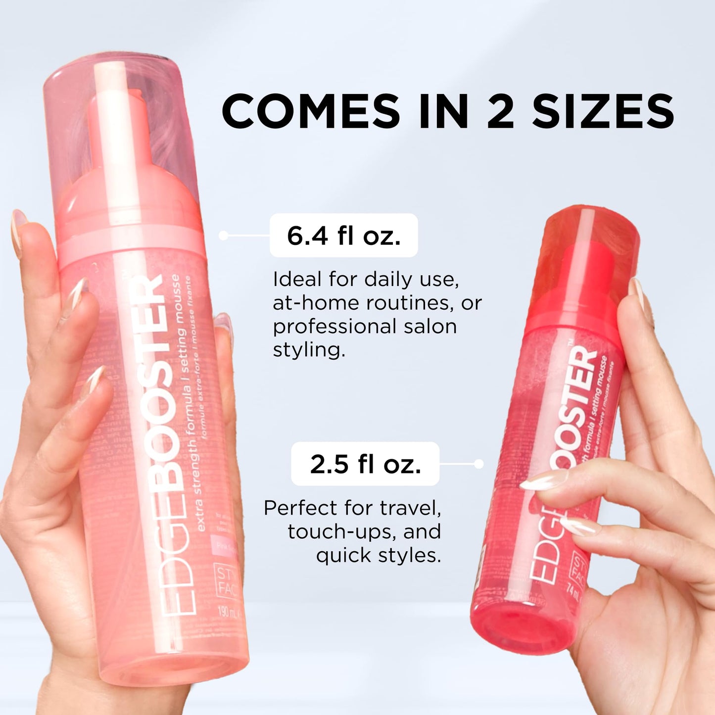 Style Factor EDGE BOOSTER Extra Strength Setting Mousse – Frizz Control, Extra Volume, and Conditioning – 6.4oz Amber Mousse for Curly Hair