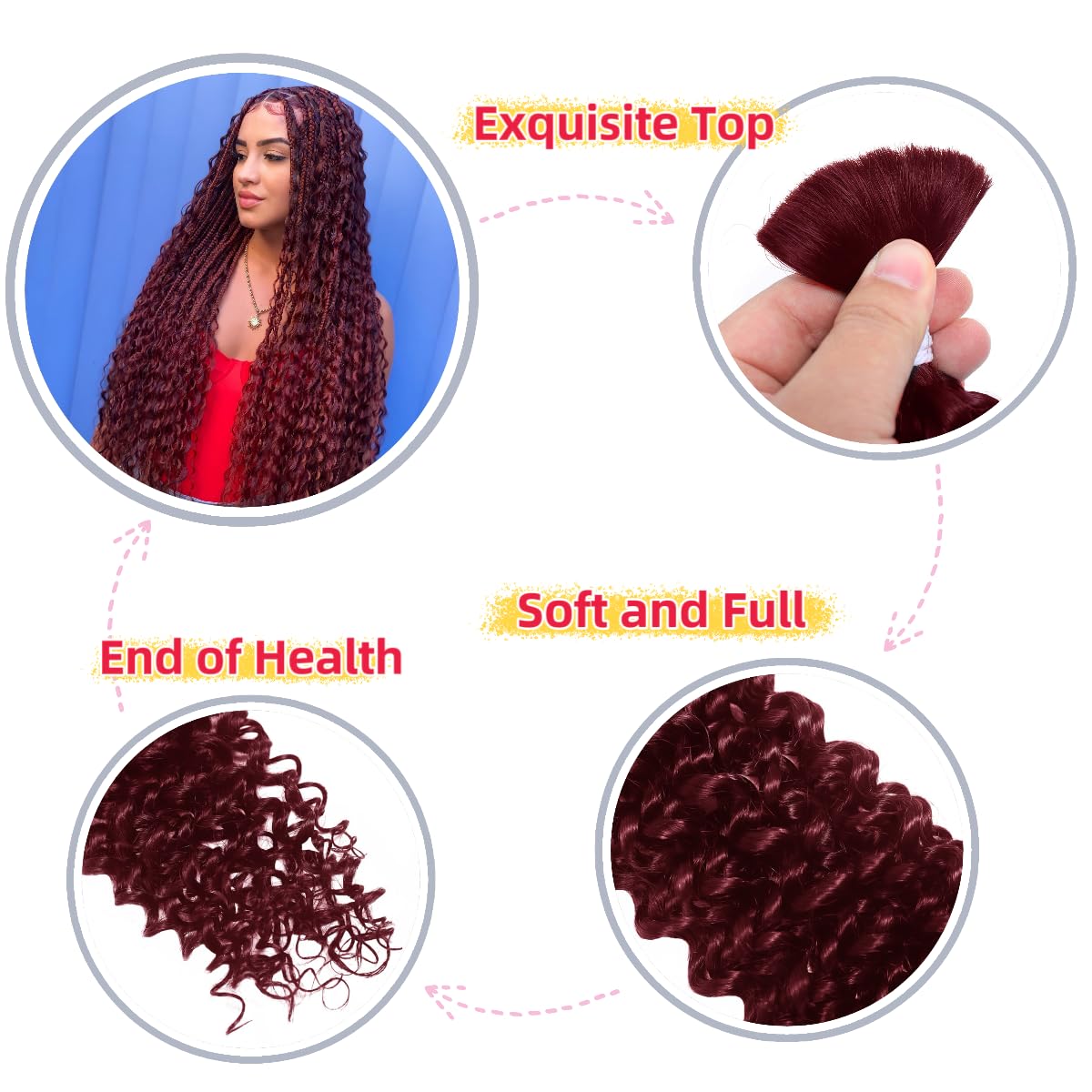 Human Braiding Hair Water Wave Bulk Human Hair for Braiding Bohemian Knotless 2 Bundles 100g 16inch No Weft 10A Brazilian Virgin Human Hair Extensions Curly Bulk Human Hair for Boho Braids