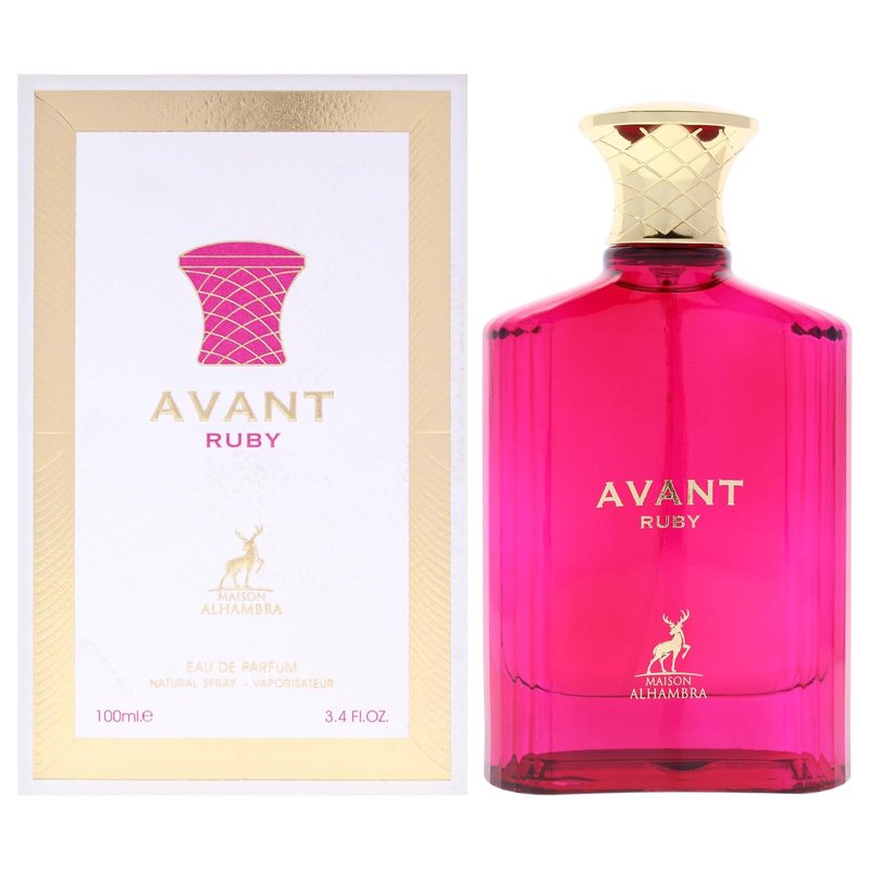 Maison Alhambra Avant Ruby Eau de Parfum Spray - Fruity Floral Musky Scent for Women | 3.4 Ounce (100 ml)