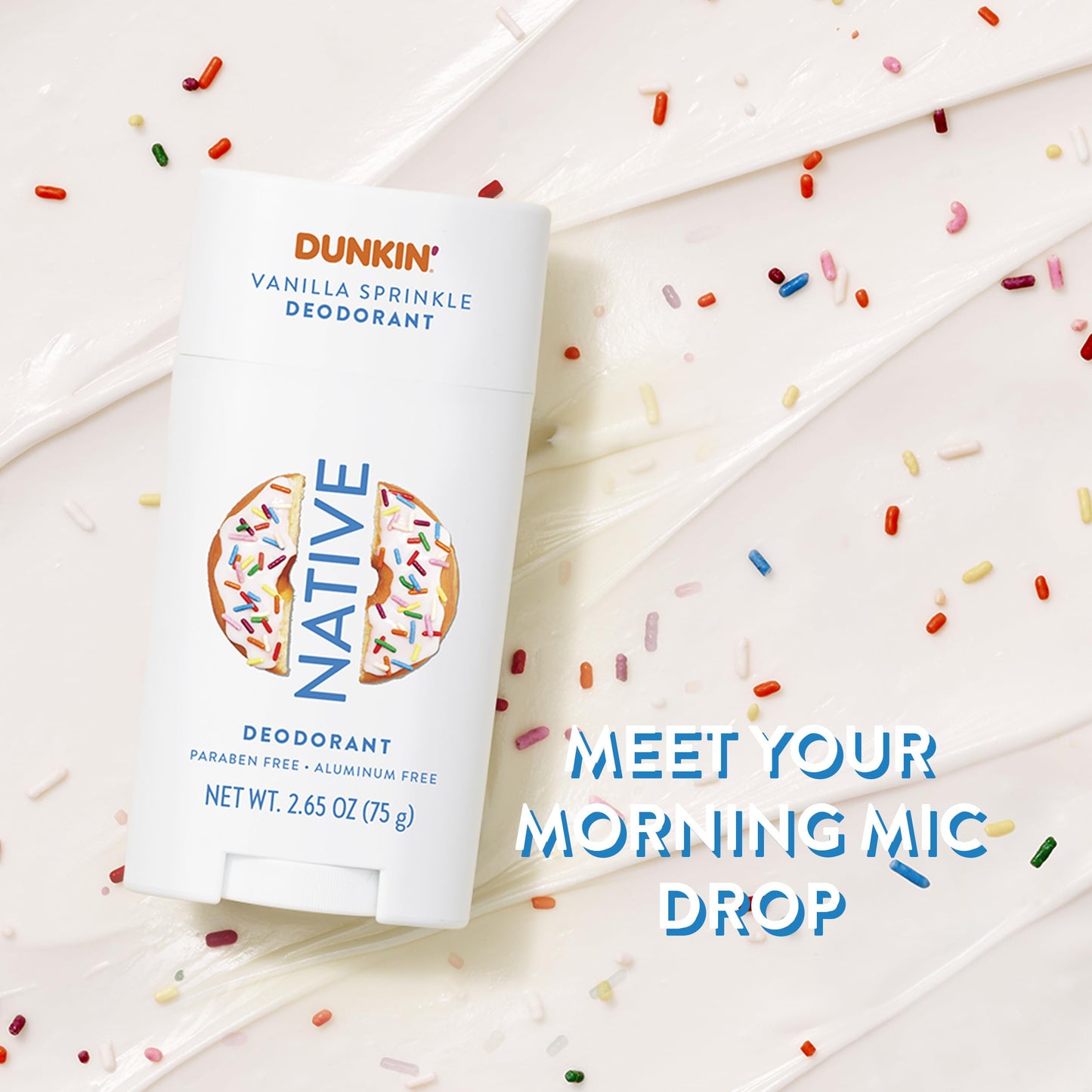 Native Deodorant | Limited Dunkin Donuts Edition | Aluminum Free with Baking Soda, Probiotics, Coconut Oil and Shea Butter | Vanilla Sprinkle 2.65oz
