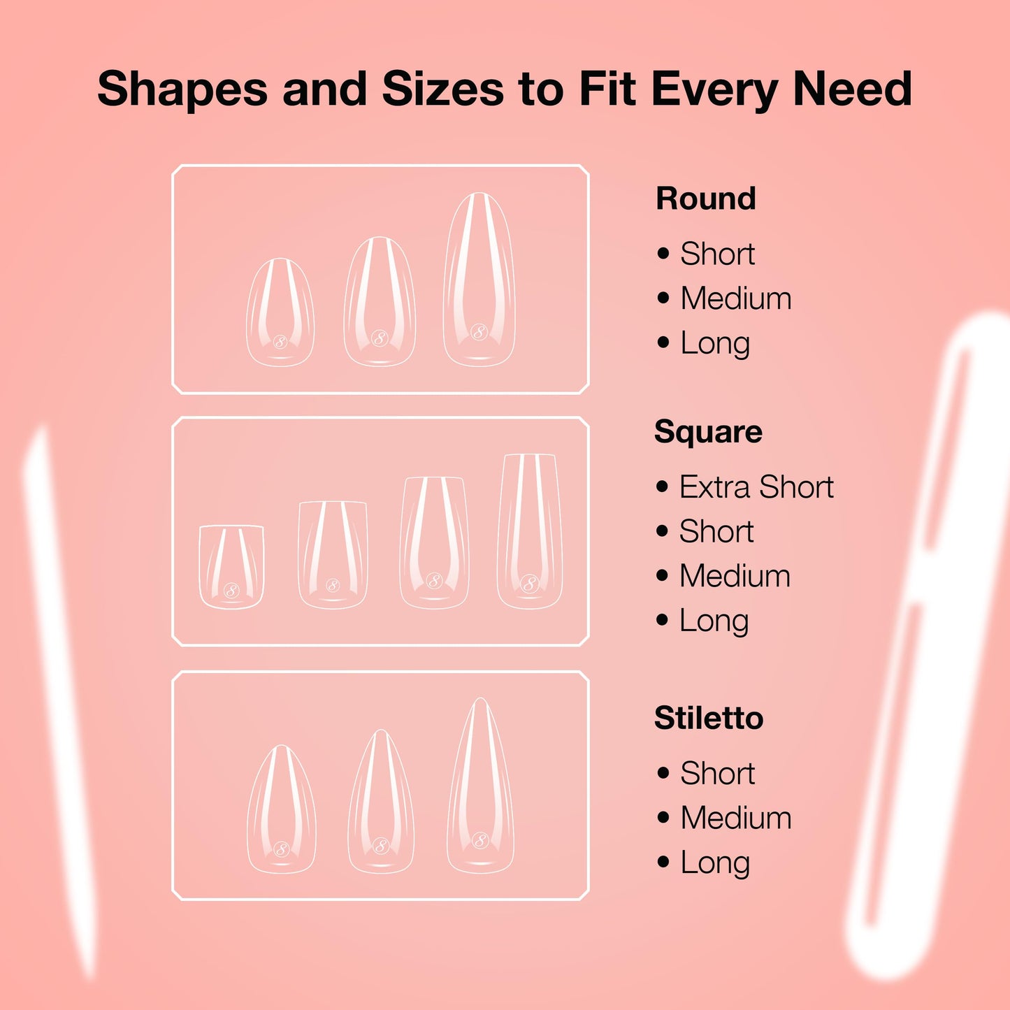 Cre8tion Soft Gel Nail Tips, Extra Extra Long Stiletto Shape, 602 Tips in 14 Sizes (00-9) for Professional Nail Extensions