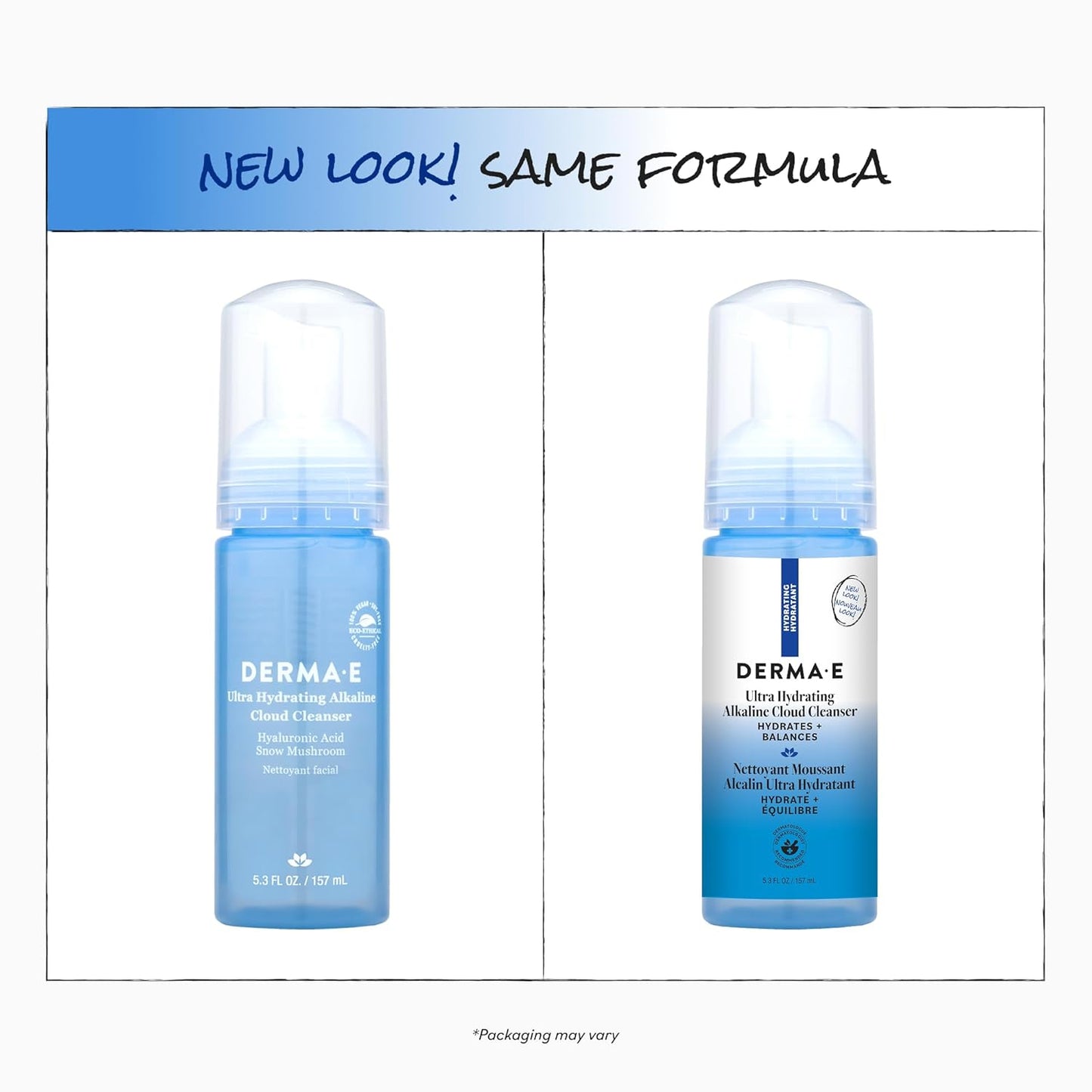 Derma E Ultra Hydrating Cloud Cleanser - Gentle Foaming Face Wash with Hyaluronic Acid | Vegan, 5.3 Oz