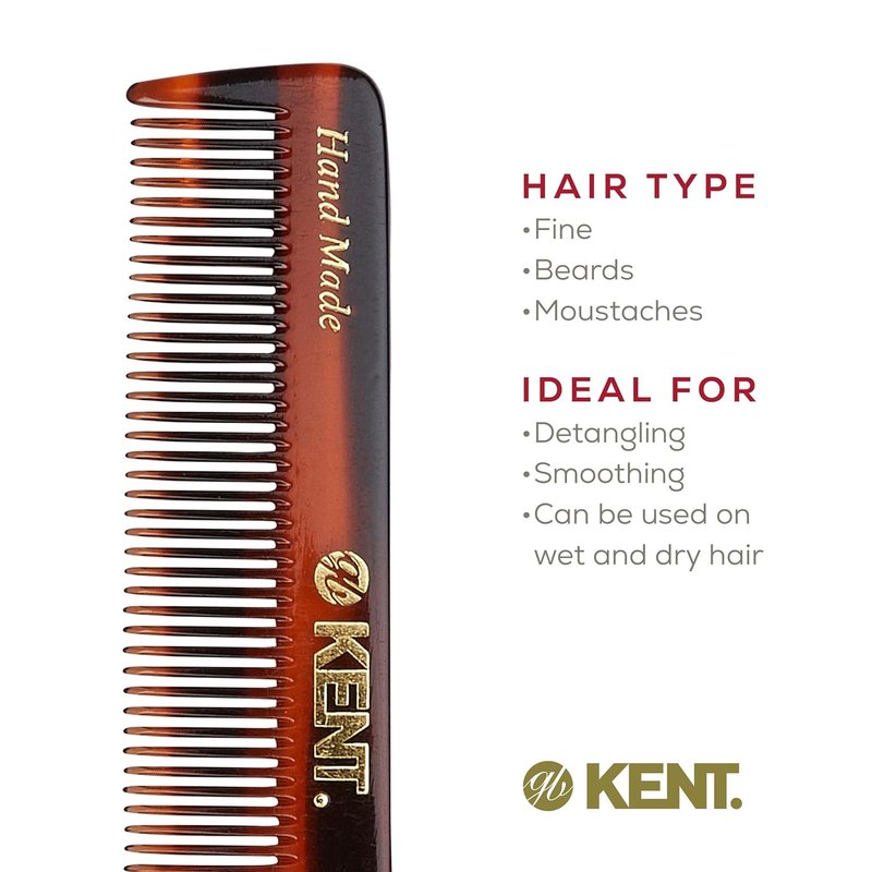 Kent NU22 Pocket Comb - Handmade Fine Tooth Hair Comb for Men, Women & Kids | Perfect for Grooming & Styling