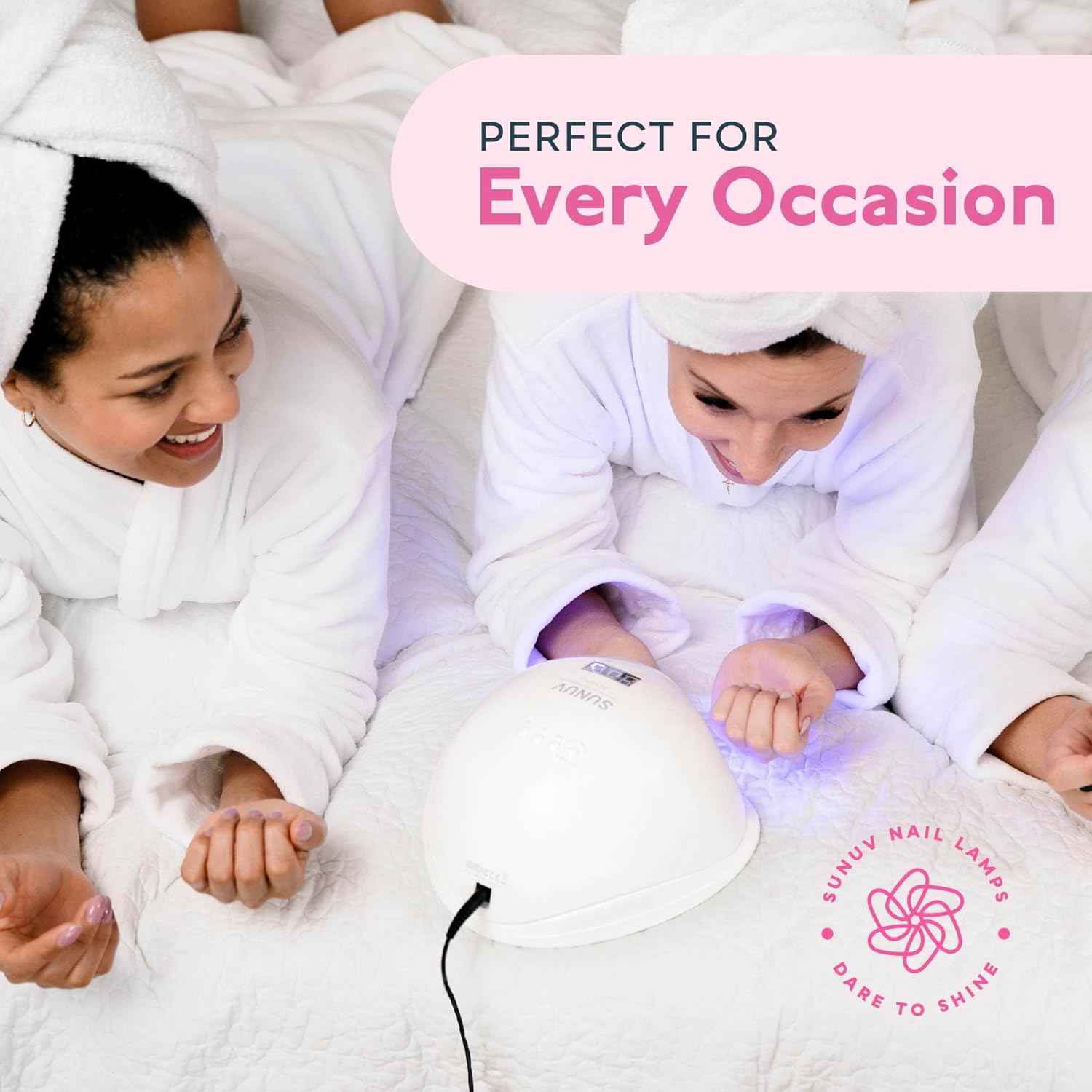 UV Nail Lamp SUNUV SUN5 - Fast-Drying LED Light for All Gel Nails with Pink UV Gloves