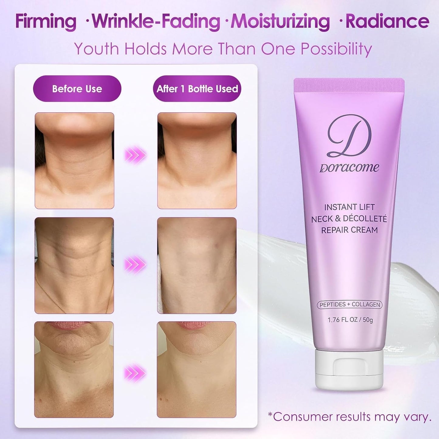 Retinol Neck Firming Cream - Collagen & Hyaluronic Acid for Anti-Aging | 1.76 Fl Oz