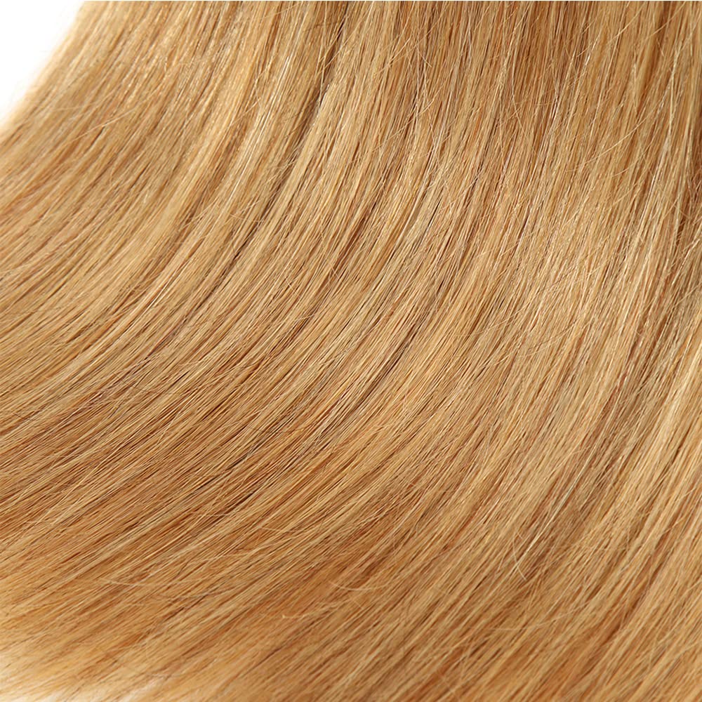 Blonde Hair Extensions - 27 Honey Blonde Straight Bundles | Unprocessed Virgin Hair, 14-18 Inch, 50g Each