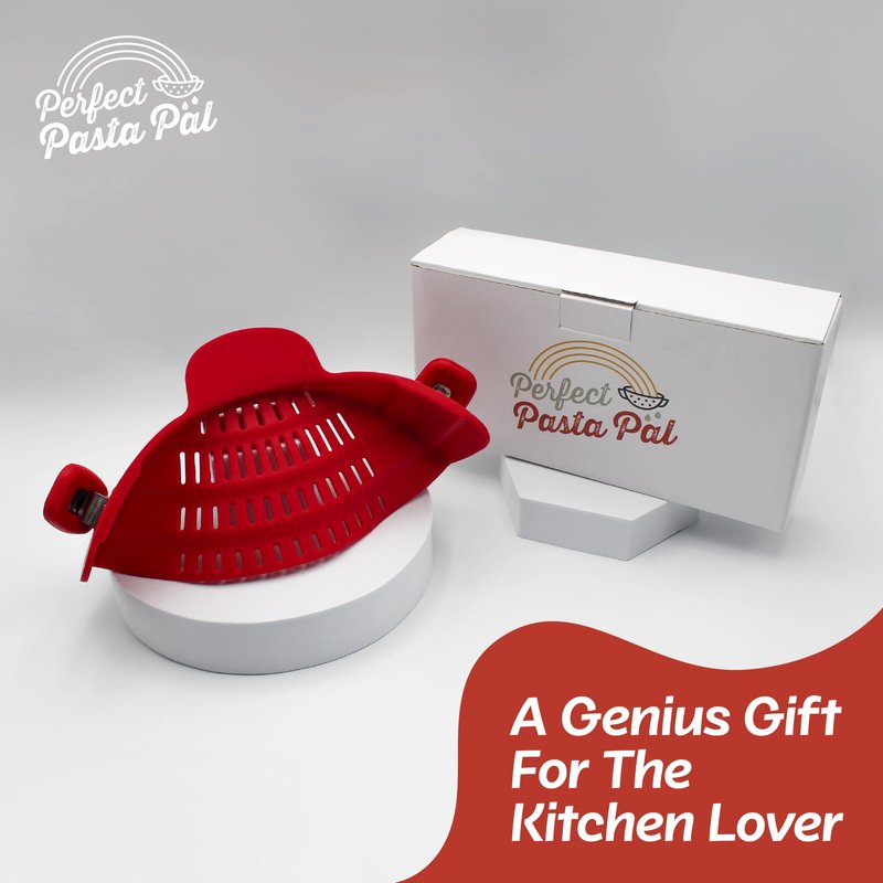 PERFECT PASTA PAL Clip-on Strainer for Pots - Silicone Pasta - Heat Resistant, Space Saving Colander for Kitchen - Dishwasher Safe Pot Strainer - Cooking Essentials and Home Must Haves