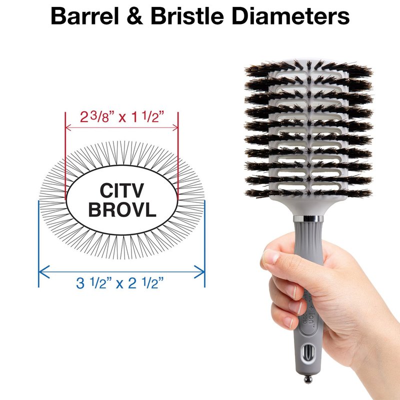 Olivia Garden Ceramic and Ion Turbo Vent 100% Boar Bristle Hair Brush with Sectioning Pick - Oval 3 1/2" x 2 1/2" (CITV-BROVL)