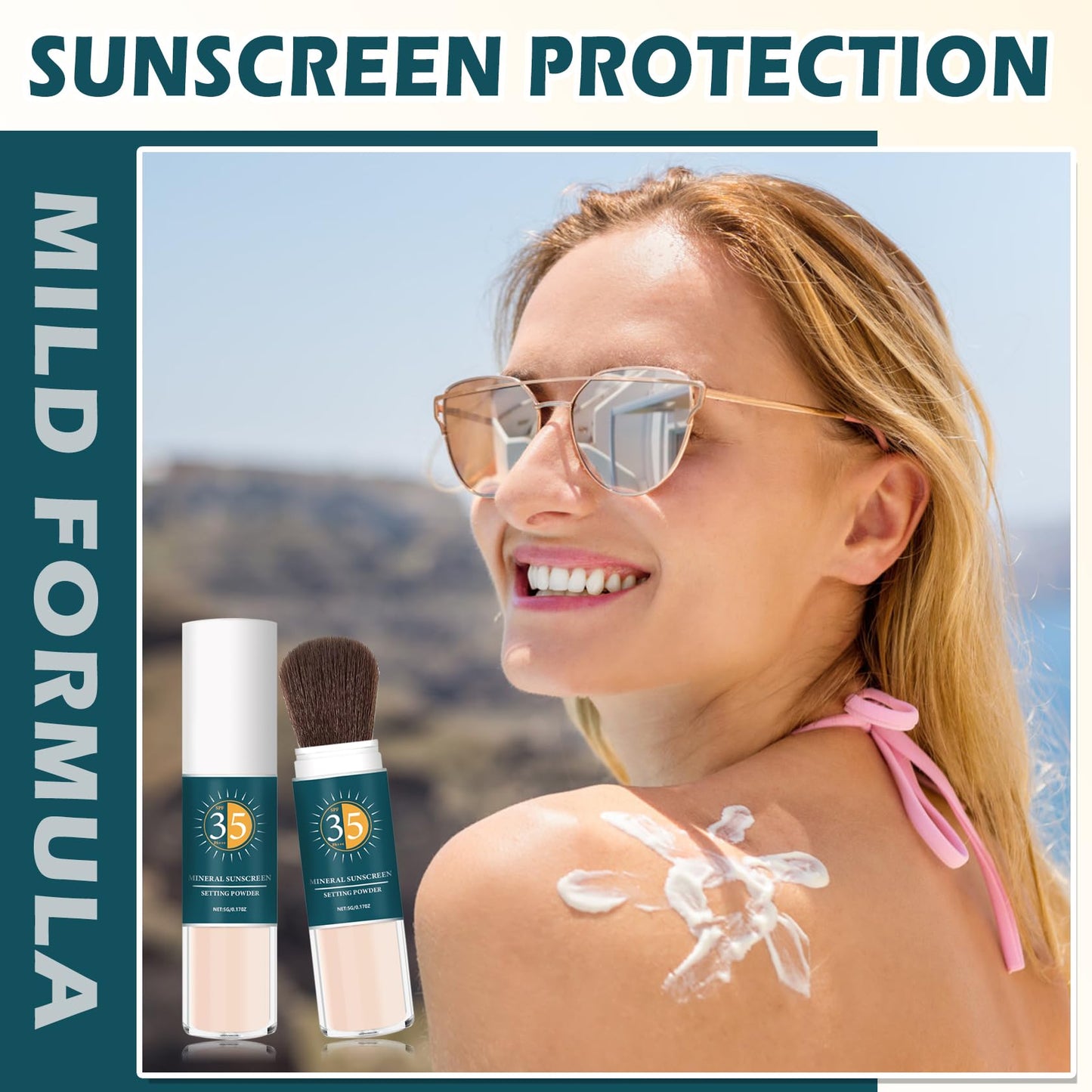 QIUFSSE 2PCS Mineral Sunscreen Powder SPF Powder for Face - 01 Translucent