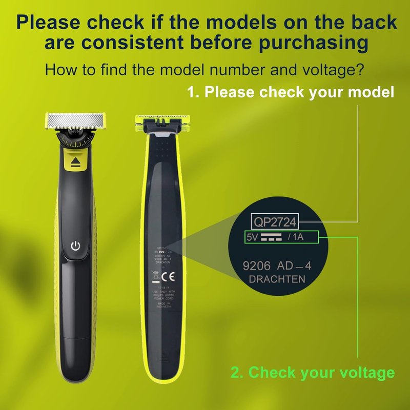 Philips Norelco OneBlade Charger - 5V 1A Compatible Charging Cord for QP Models | Fits QP2724, QP2834, MG Series
