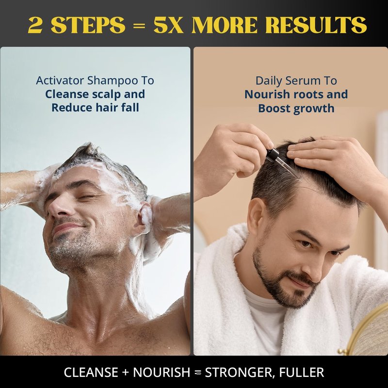 Root Activator Shampoo & Hair Growth Serum Kit | Natural Scalp Care for Thinning Hair (11.1 Fl Oz)