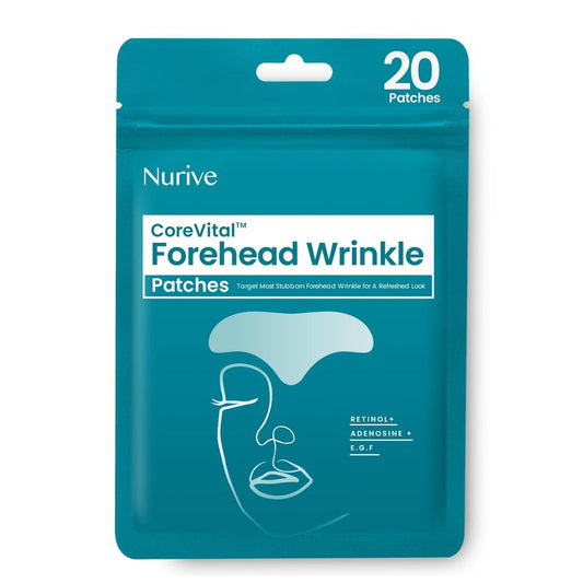 NURIVE Advanced Wrinkle Patches 20ct Smile Line, Frown Line Wrinkle Patches for Facial Korean Skin Care Face Wrinkle Tape Invisible Overnight with Retinol & Collagen (Large (Forehead))