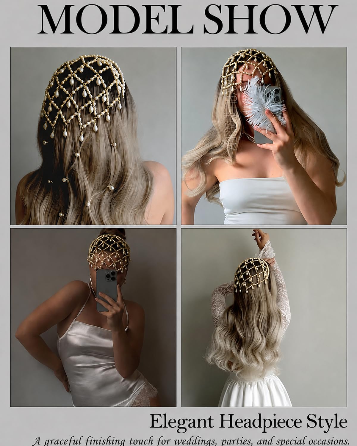STONEFANS Gold Hair Accessories - Gold Pearl Fairy Headpiece for Women Flapper Renaissance 1920s Pearl Hair Accessories for Women Head Chain Pearls Jewelry Prom Party