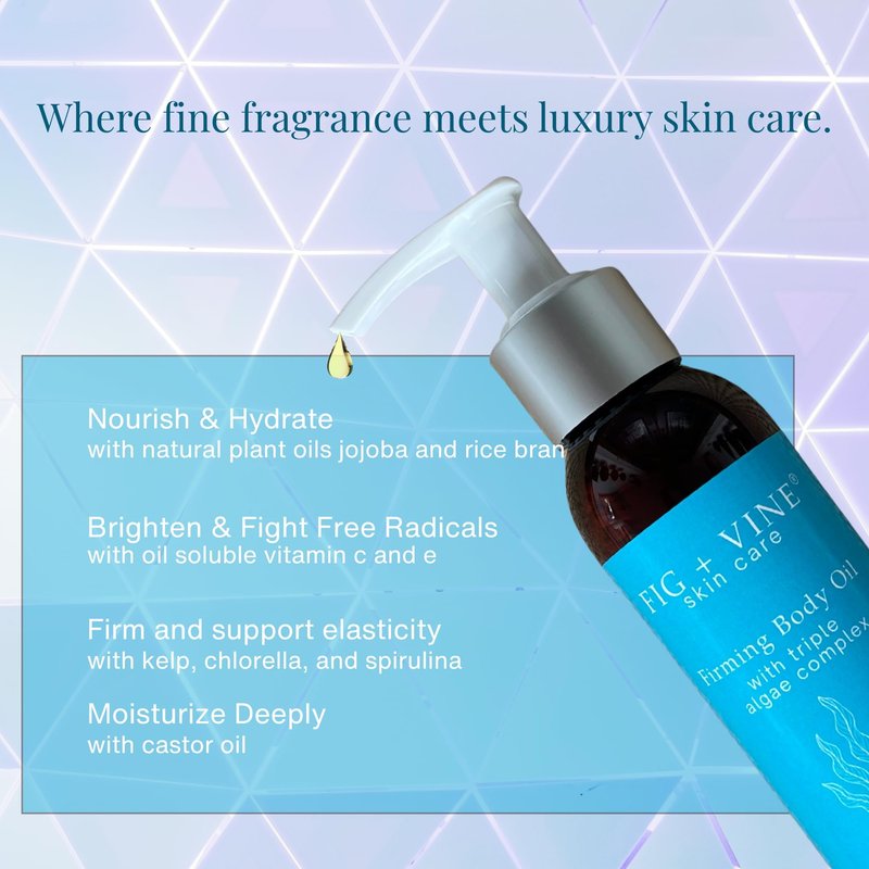Firming Body Oil Serum with Triple Algae Complex | Non Greasy, Fast Absorbing Moisturizer with Vitamin C, E, Jojoba, Castor for Firming & Brightening | Pistachio, Caramel, Vanilla Scented Body Oil