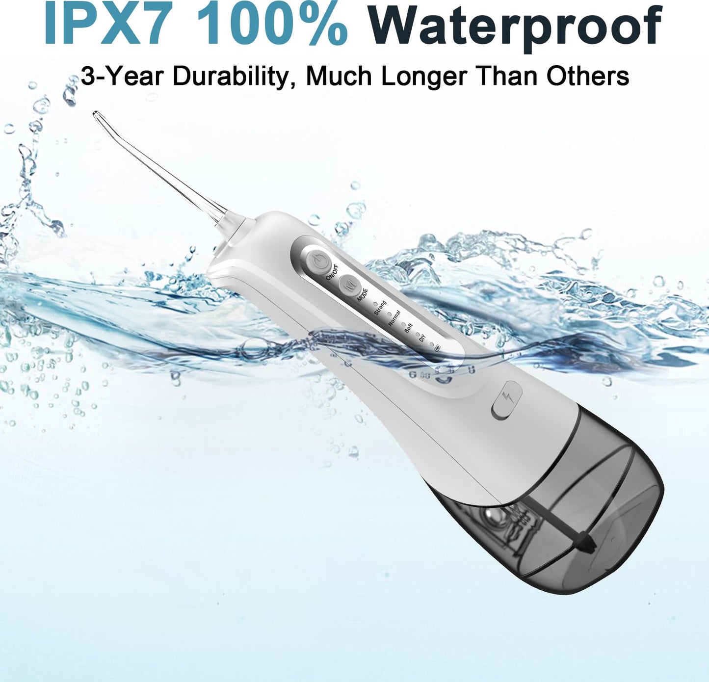 Cordless Water Dental Flosser Teeth Pick Portable Rechargeable Flossers Oral Irrigator with 4 Modes,IPX7 Waterproof Floss for Deep Cleaning and Gum Care,Ideal for Home Use, Daily Shower, and Travel
