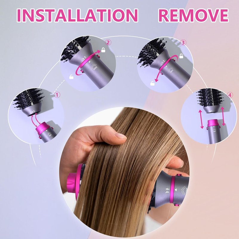 4-in-1 Blow Dryer Brush - Hot Air Styler with Negative Ion Technology for Smooth, Volumized Hair | Salon Quality Finish