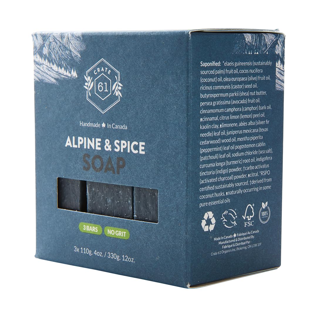 Crate 61, Handmade in Canada, Plant Based Cold Process Natural Bar Soap Cold Pressed For Face And Body, With Premium Oils