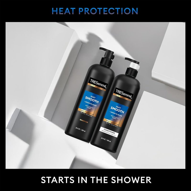 TRESemmé Silky & Smooth Shampoo and Conditioner Set | Keratin Repair Hair Mask - Anti-Frizz, Argan Oil Blend (3 Pieces)