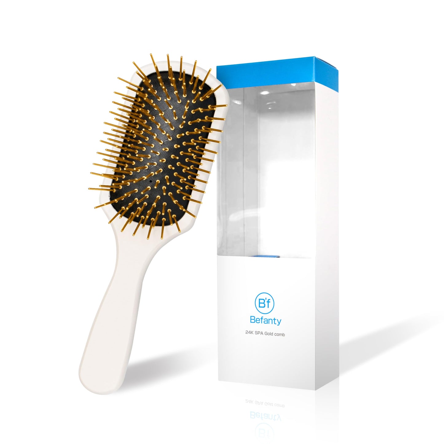 Befanty 24K Gold Plated Gua Sha Hairbrush & Scalp Massager, Anti-Static Metal Bristle Comb for Dry & Wet Brush, Detangler & Curly Hair Brushes for Women & Men