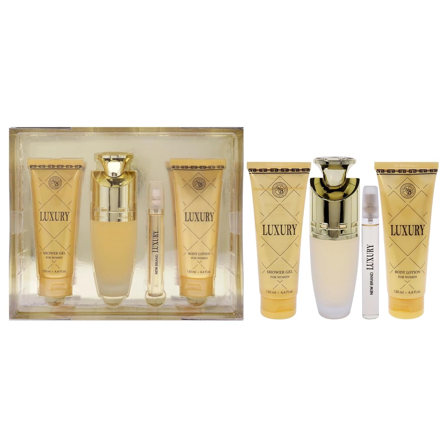 Luxury Women's Gift Set - 4-Piece EDP Spray, Shower Gel & Body Lotion | 3.3oz & 4.4oz Sizes