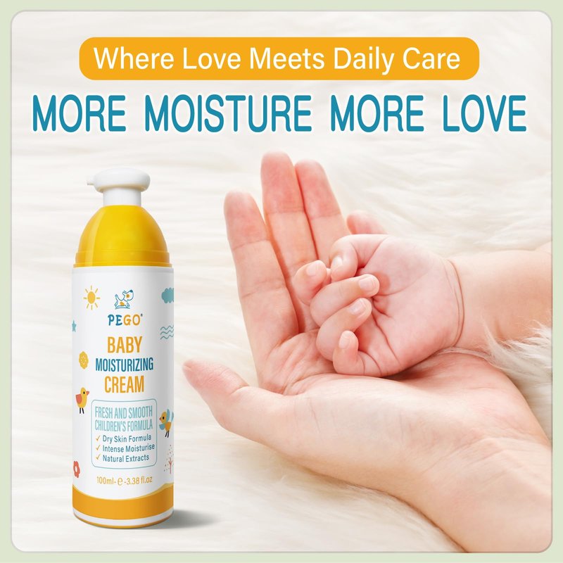 PEGO Baby Moisturizing Face Cream - Daily Hydration for Sensitive Skin,Kids Face Moisturizer,with Shea Butter,Chamomile,Lightweight,Hypoallergenic,Safe for Newborns & Toddlers,Kids 100ml/3.38oz