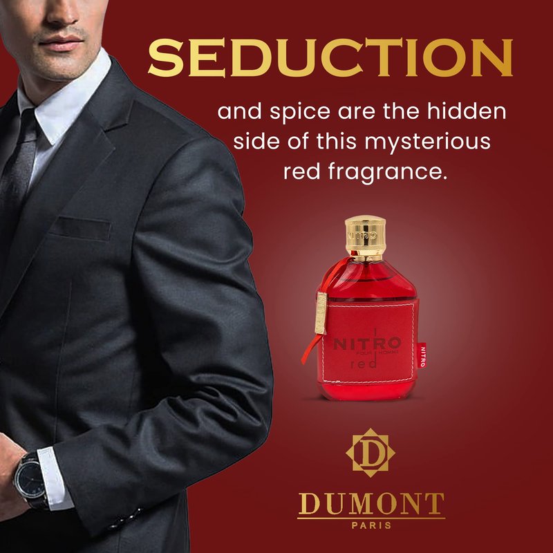 Dumont Nitro Red 3.4 Fl Oz Eau De Parfum for Men – Rich Fruity Woody Floral Fragrance – Luxurious Long Lasting Scent