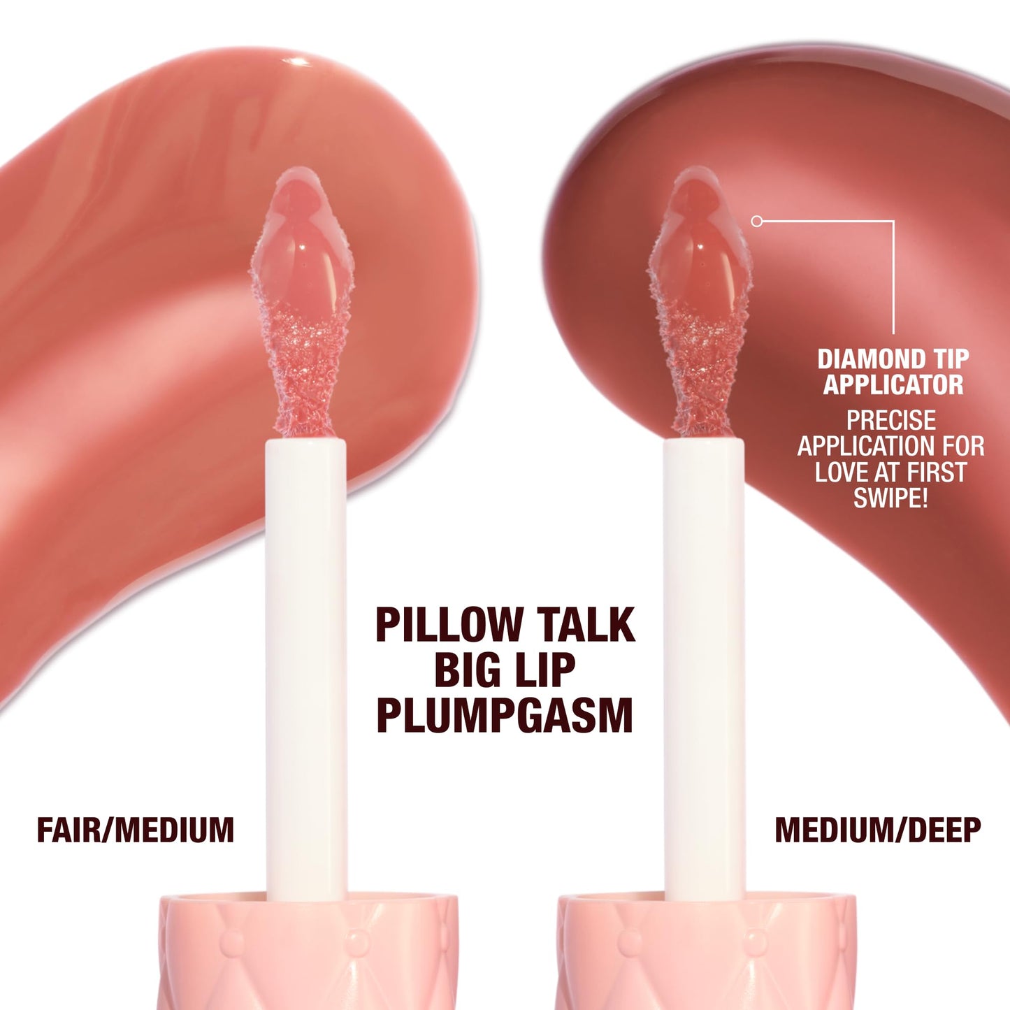 Charlotte Tilbury Pillow Talk Plumpgasm Lip Gloss - Hydrating Lip Plumper with Hyaluronic Acid & Plumpgasm Heat + Ice Technology for Juicy, Glossy Fullness - Fair/Medium