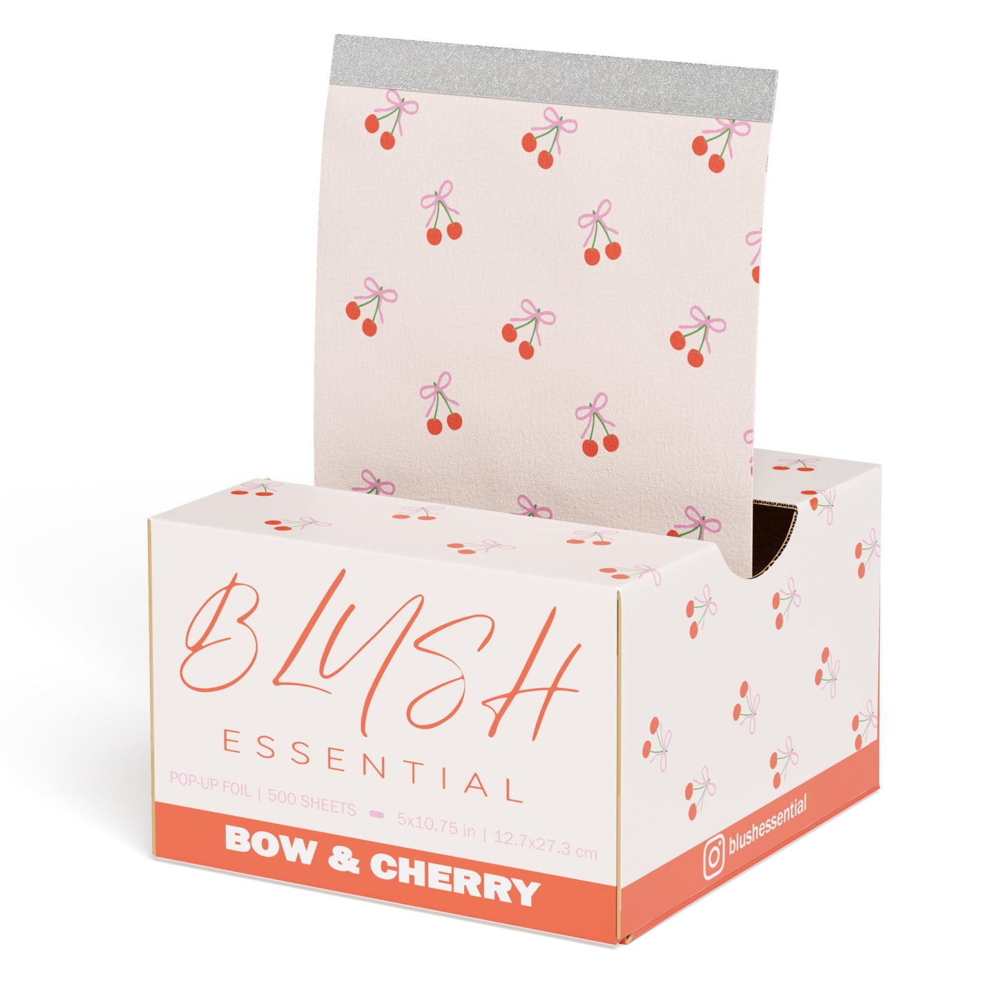 Bow & Cherry Hair Foils - Salon Foils for Coloring - Aluminum Foil Sheets for Hair - 5"x10.75" - 500 Sheets - Professional Hair Foils for Highlighting and Salon Use, Cute Foils