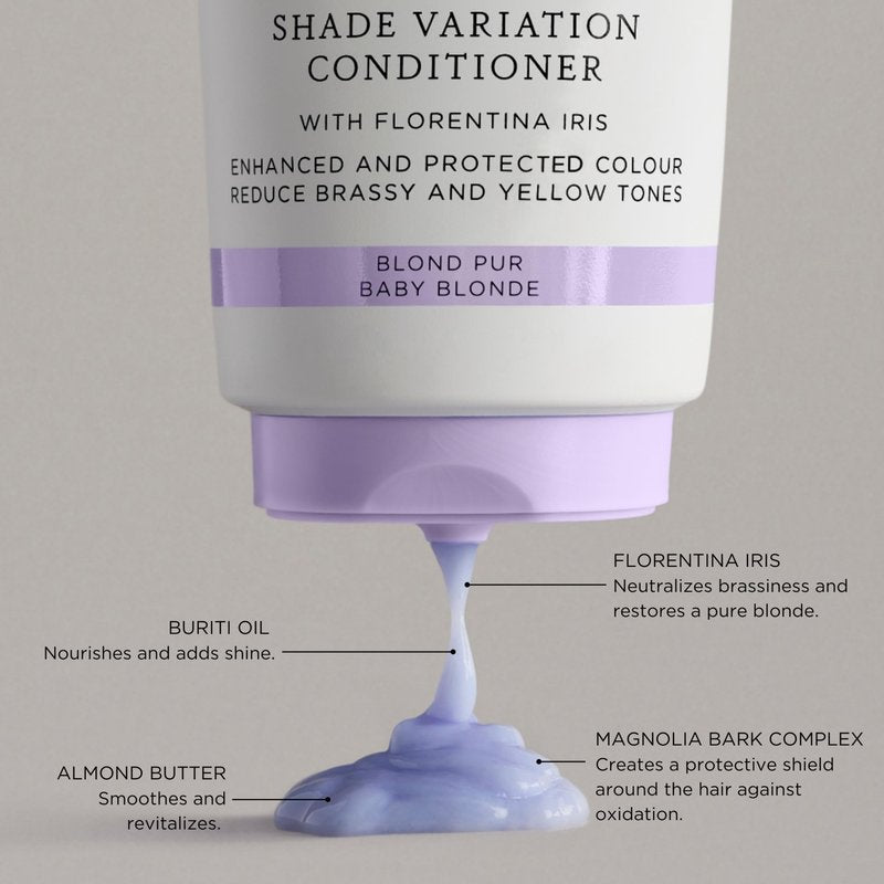 Christophe Robin Shade Variation Baby Blonde Toning Purple Conditioner with Florentina Iris, Neutralizes Brassy, Yellow Tones for Blonde, Bleached, Silver, Highlighted Hair 200ml