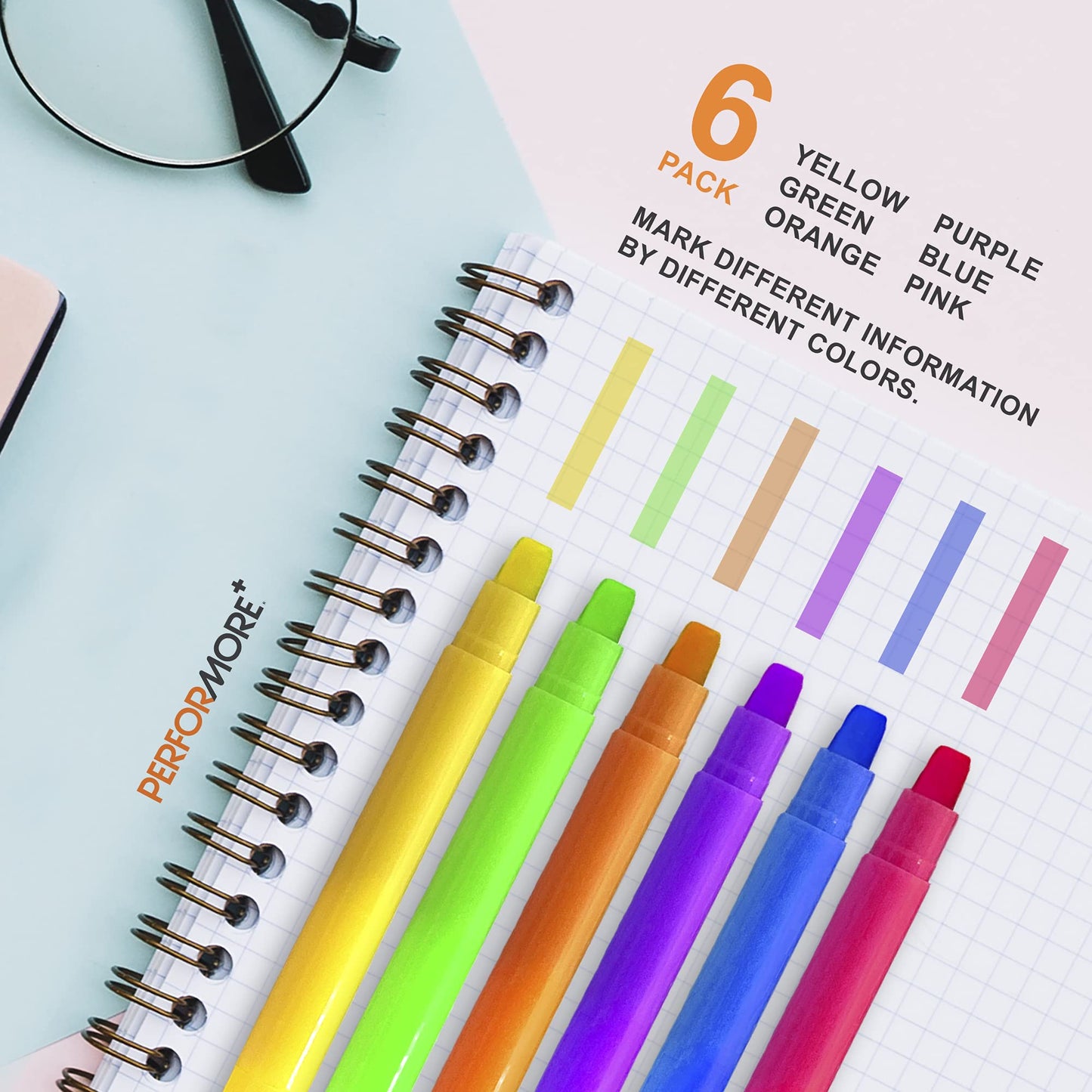Performore Purple Stylish Fashionable Bible Bags for Women that says "Serve The Lord with Gladness" - Psalm 100:2, w/ 6 Assorted Gel Highlighter Pens in Snap PVC Wallet