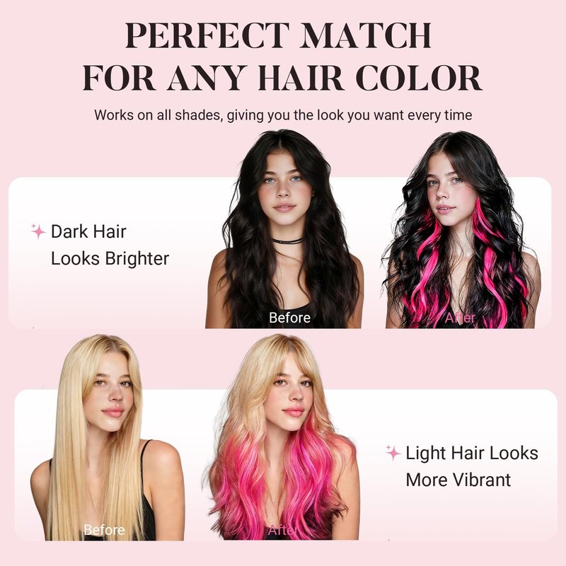 MAXITA Clip in Hair Extensions Real Human Hair,Remy Hair Extensions Clip ins Double Weft for Women,Natural Real Human Hair,18Inch 35g 6Pcs,HotPink