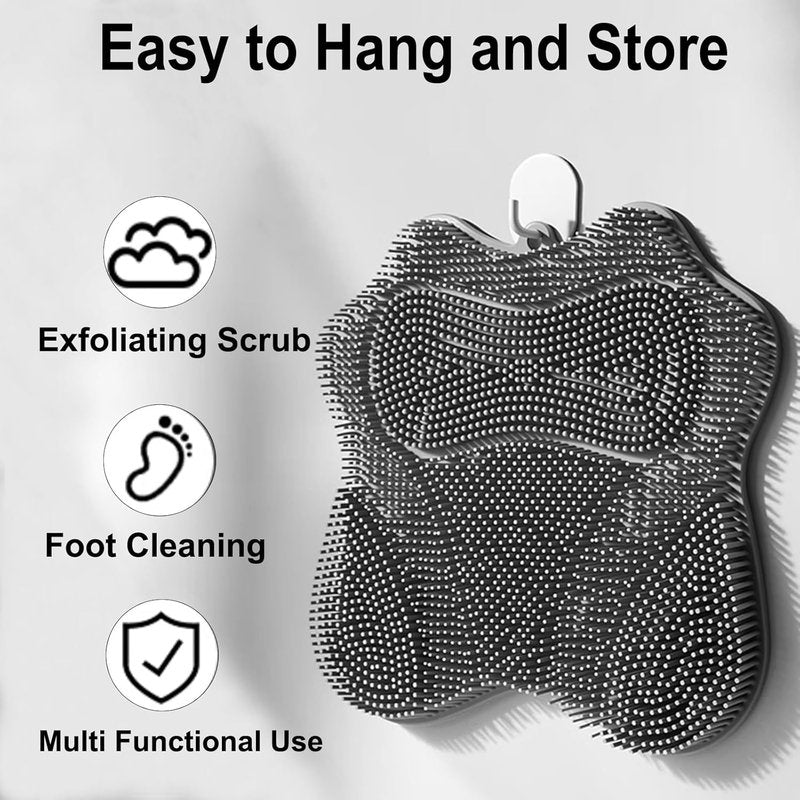 Shower Foot Scrubber - Silicone Exfoliating Foot Washer with Suction Cups | Grey & Blue