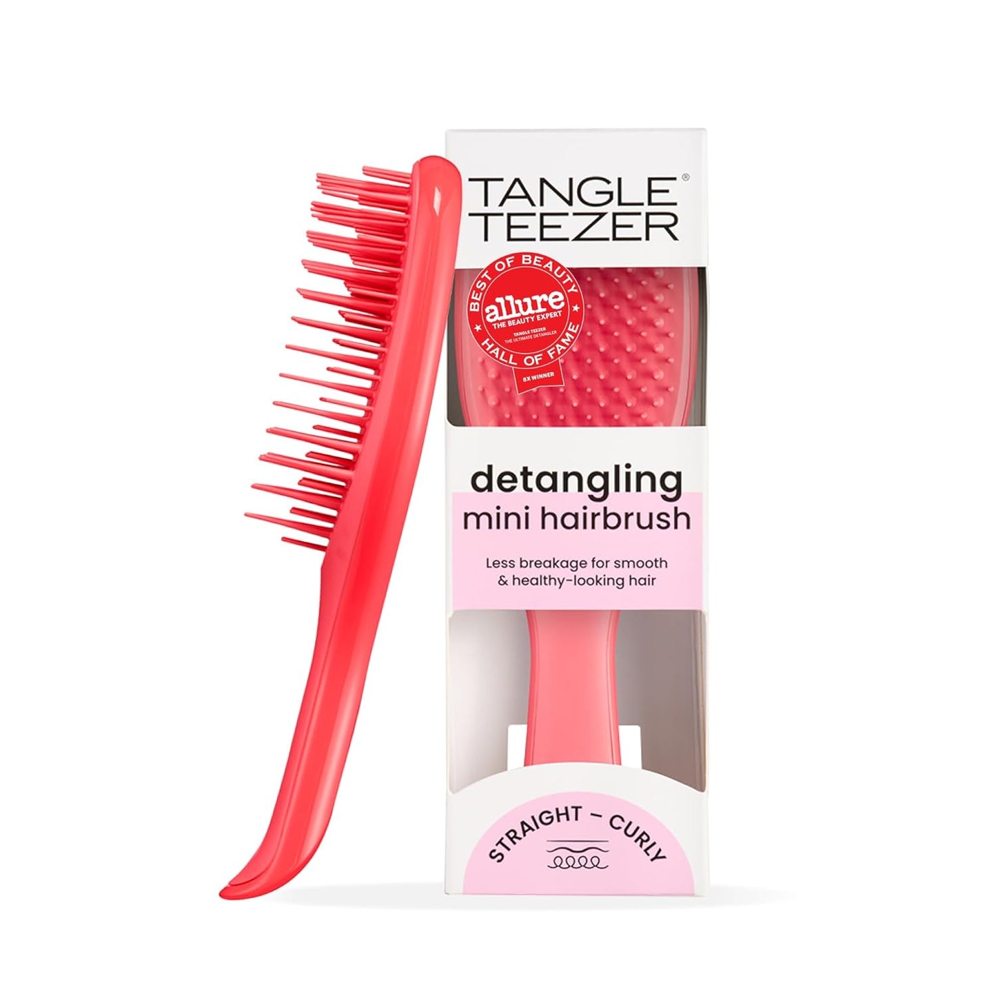 Tangle Teezer Ultimate Detangler Brush - Travel-Size Mini Hair Brush for Straight to Wavy Hair | Pink Punch