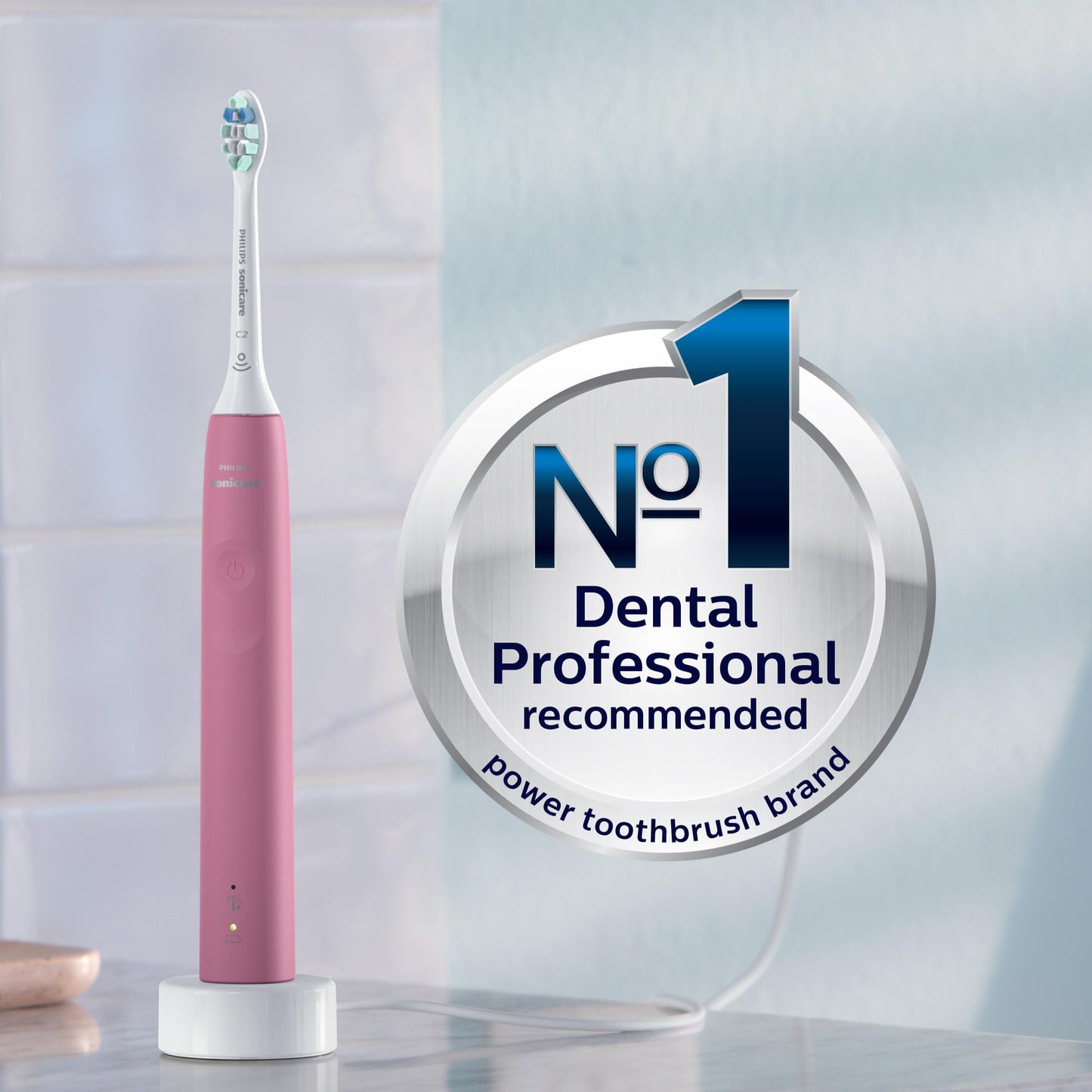 Philips Sonicare 4100 Rechargeable Electric Toothbrush, Advanced Plaque Removal, Pressure Sensor, Includes Brush Head Case, Deep Pink BD5004AZ