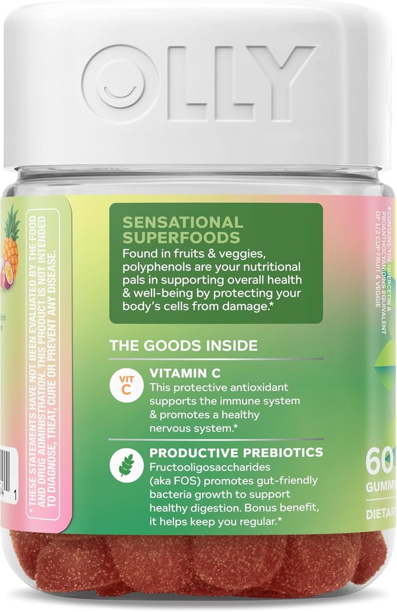 OLLY Superfoods Gummies - Immune System & Digestive Health Support | 60 Count, Tropical Bliss Flavor