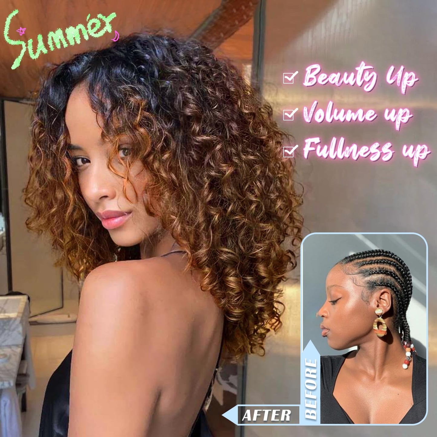 Gowit Pre Looped Deep Wave Crochet Hair 12 Inch 7 Packs Short Curly Black to Brown Pre Twisted Ocean Wave Deep Twist Crochet Braids Synthetic Braiding Hair for Black Women