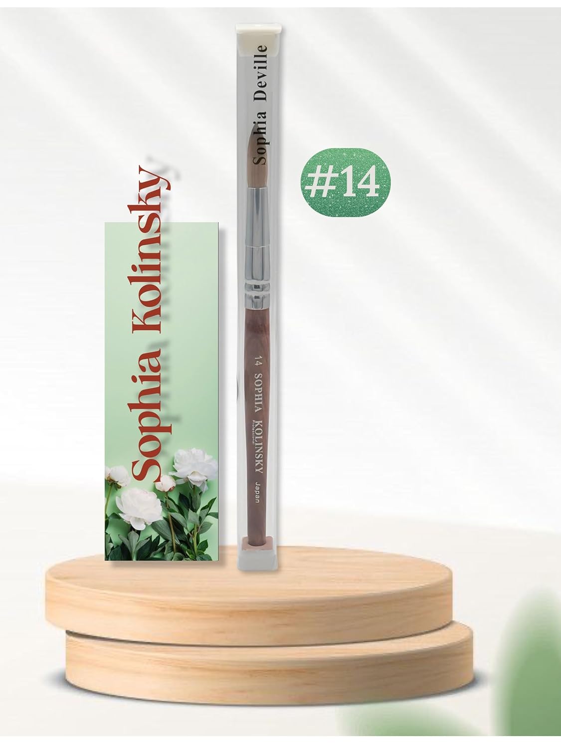 Kolinsky Acrylic Nail Brush - Round Shape with Redwood Handle | Size #6 to #22 (Choose Size #14)
