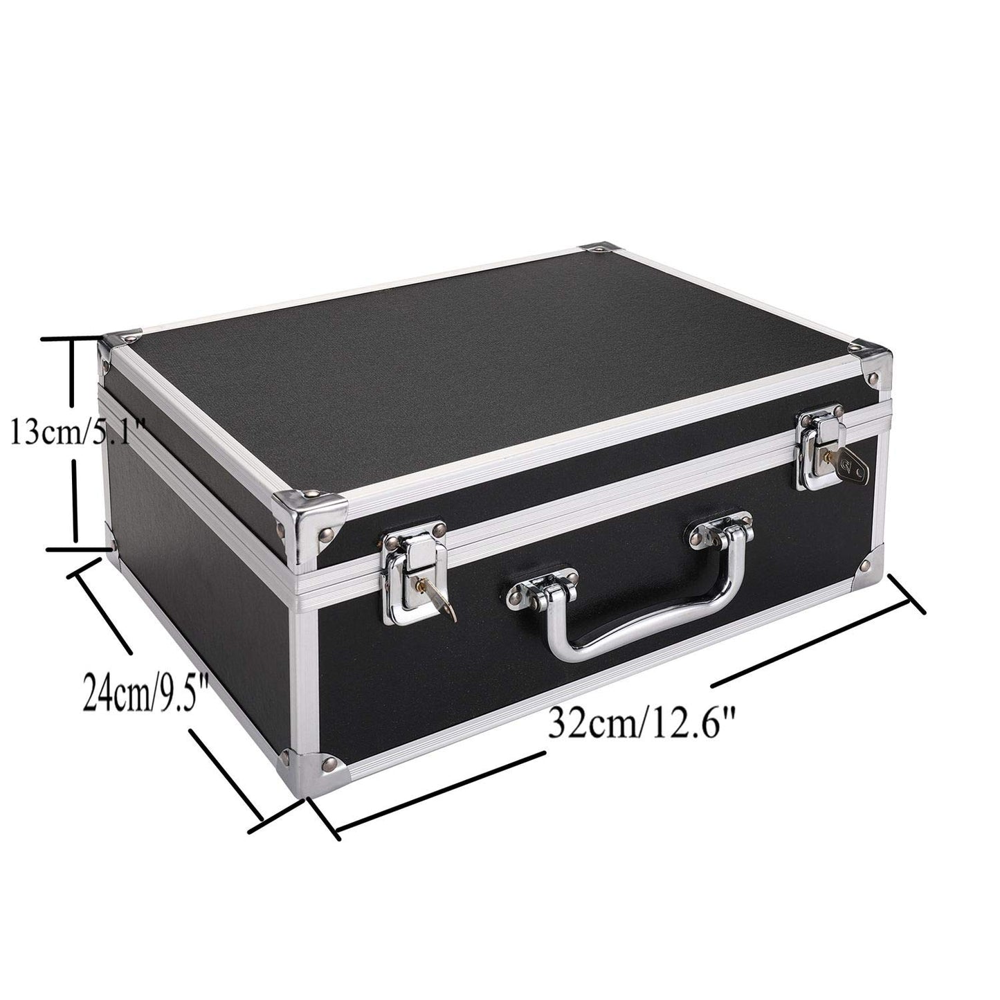 Tattoo Kit Box Case,Tattoo Case Organizer 12.6" x 9.5" x 5.1" W/Lock Machine Carrying Box,Aluminum Alloy with Sponge for Machine