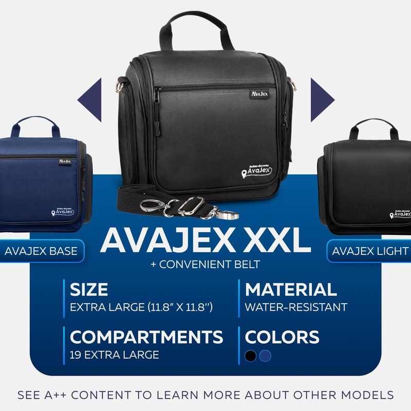 Extra Large (11.8”x11.8”x4”) Hanging Travel Toiletry Bag for Men and Women - Cosmetic Travel Bag With Shoulder Strap - Waterproof Hygiene Bag with Metal Swivel Hook and 19 Compartments for Toiletries