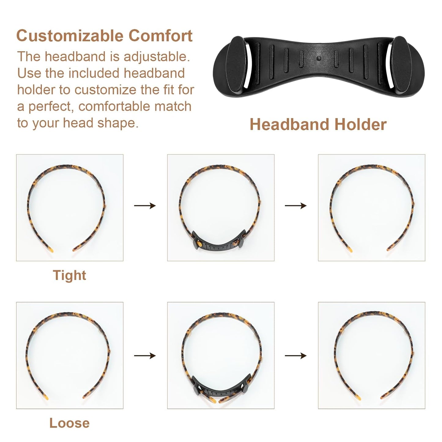 Tortoise Headbands for Eyewear - Flexible No Pressure Thin Acetate Hairband | Fashion Accessories for Women & Girls