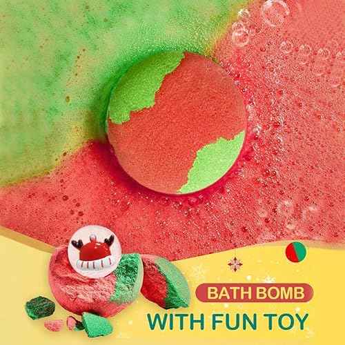 Christmas Bath Bomb,12Pcs Bath Bombs with Surprise Inside, Organic Natural Essential Oils Fun bubble, Creative Christmas Magic Bath Bomb Gift for Boy Girl Birthday Holiday New Year Christmas Halloween