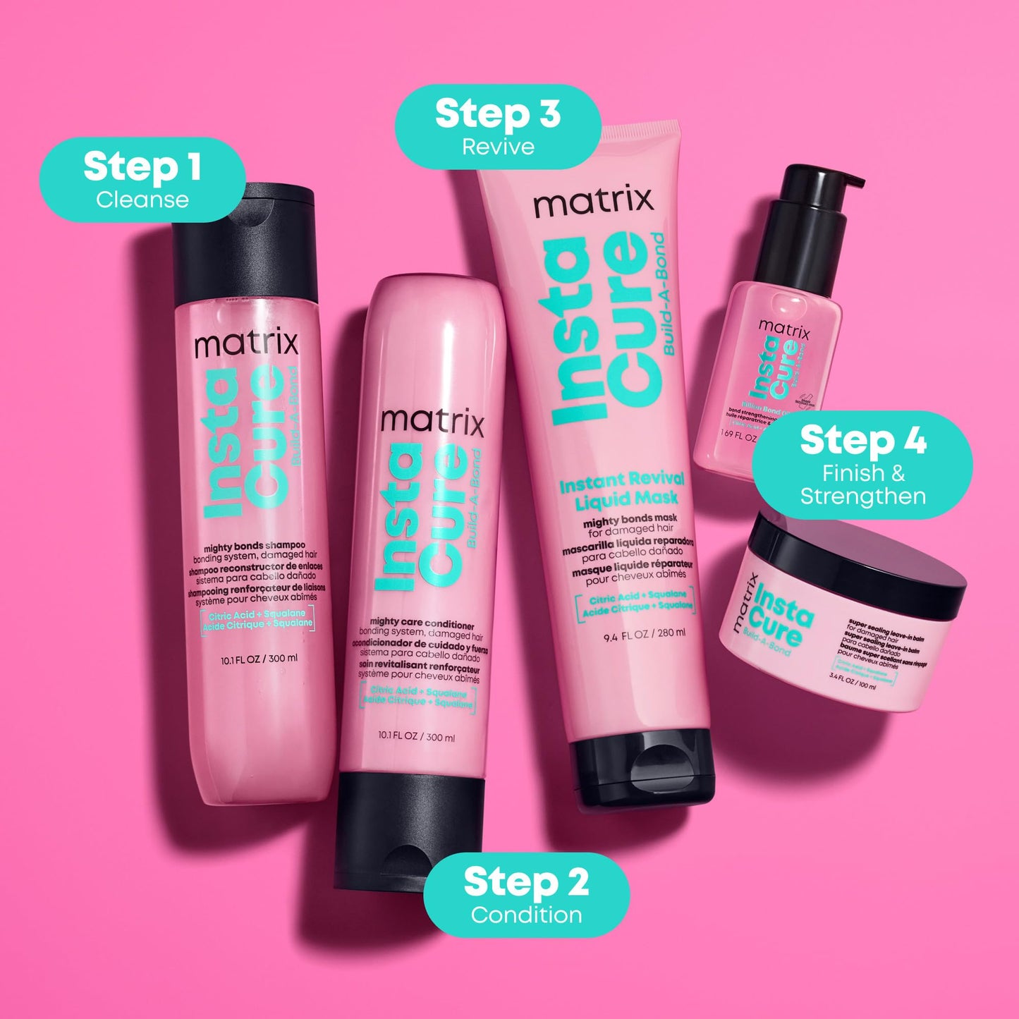 Matrix Instacure Build-A-Bond Billion Bond Oil, Professional Hair Repair for Mega Damaged Hair, 30ml