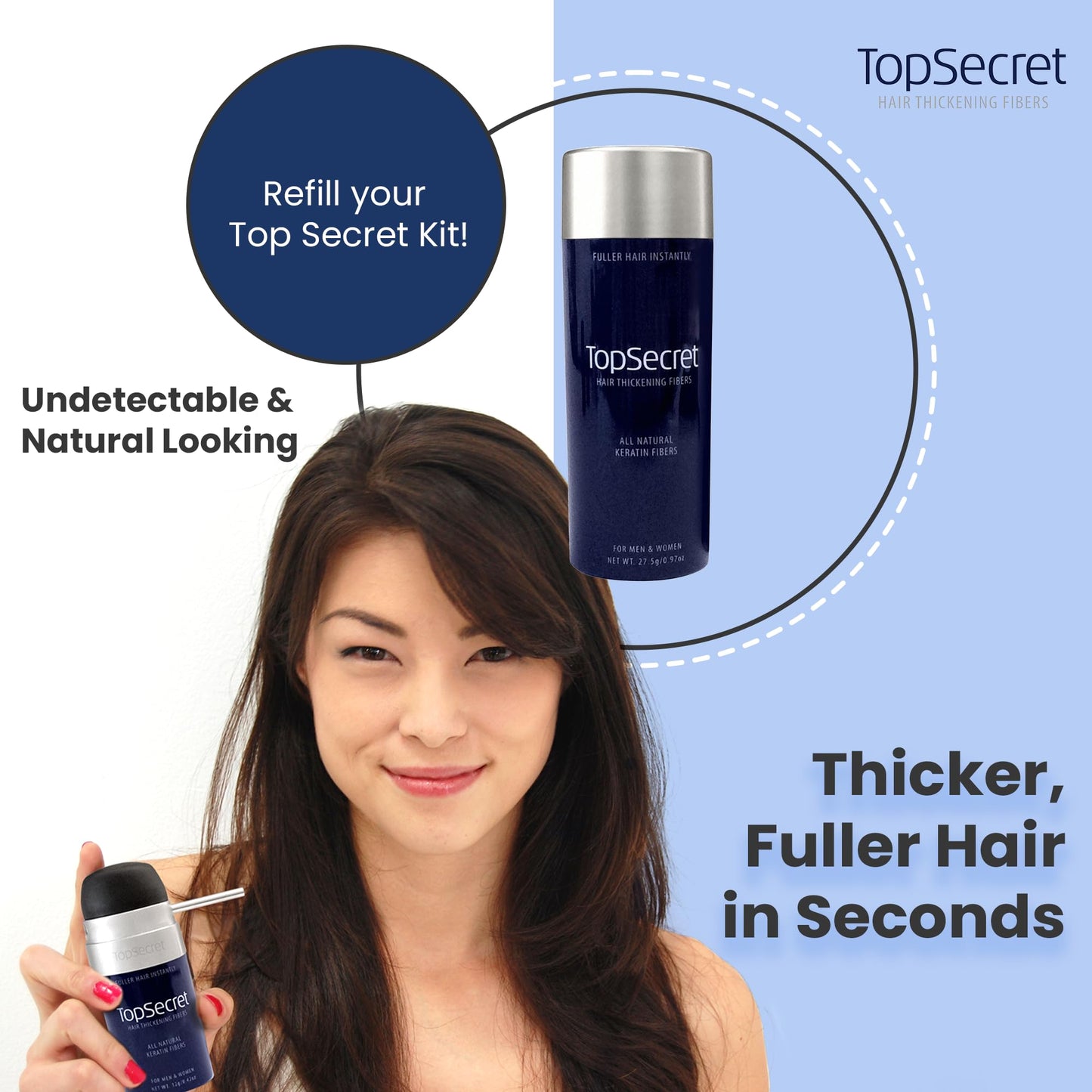 Top Secret Hair Thickening Building Fibers Refills - Undetectable & Natural Hair Filler - for Men & Women - Instantly Fill In Fine Thinning Hair - Weather & Sweat Resistant (Auburn, Large)