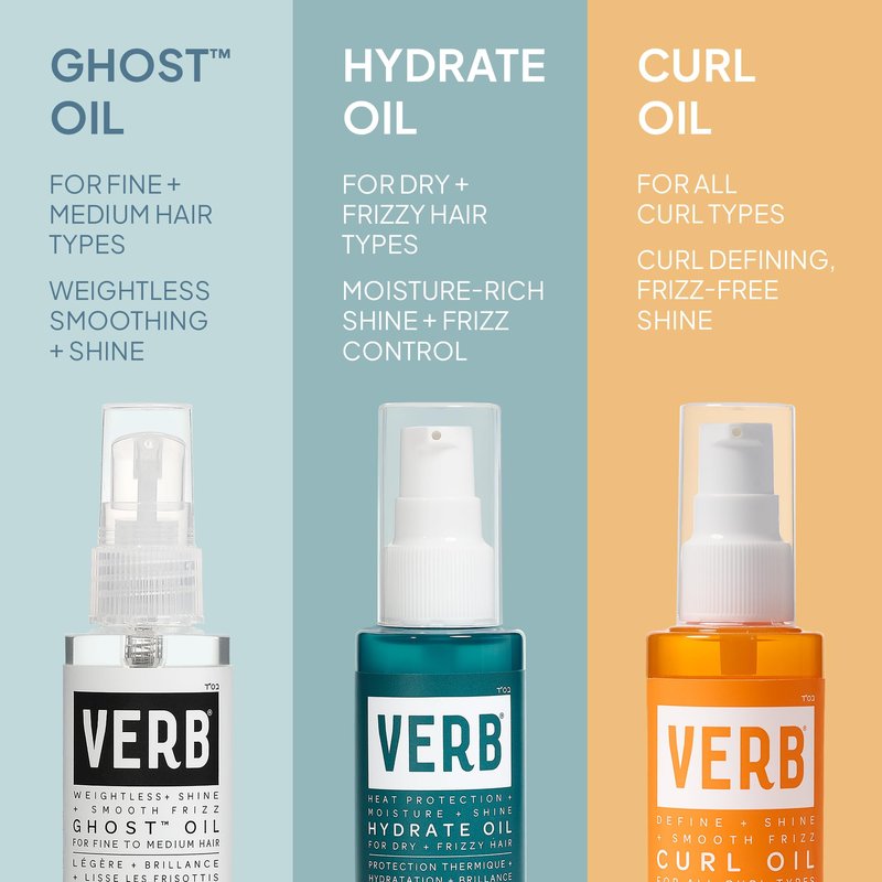 VERB Ghost Oil, 0.54 fl oz – Vegan Weightless Hair Oil- Nourishes and Promotes Shiny Hair – No Parabens or Harmful Sulfates