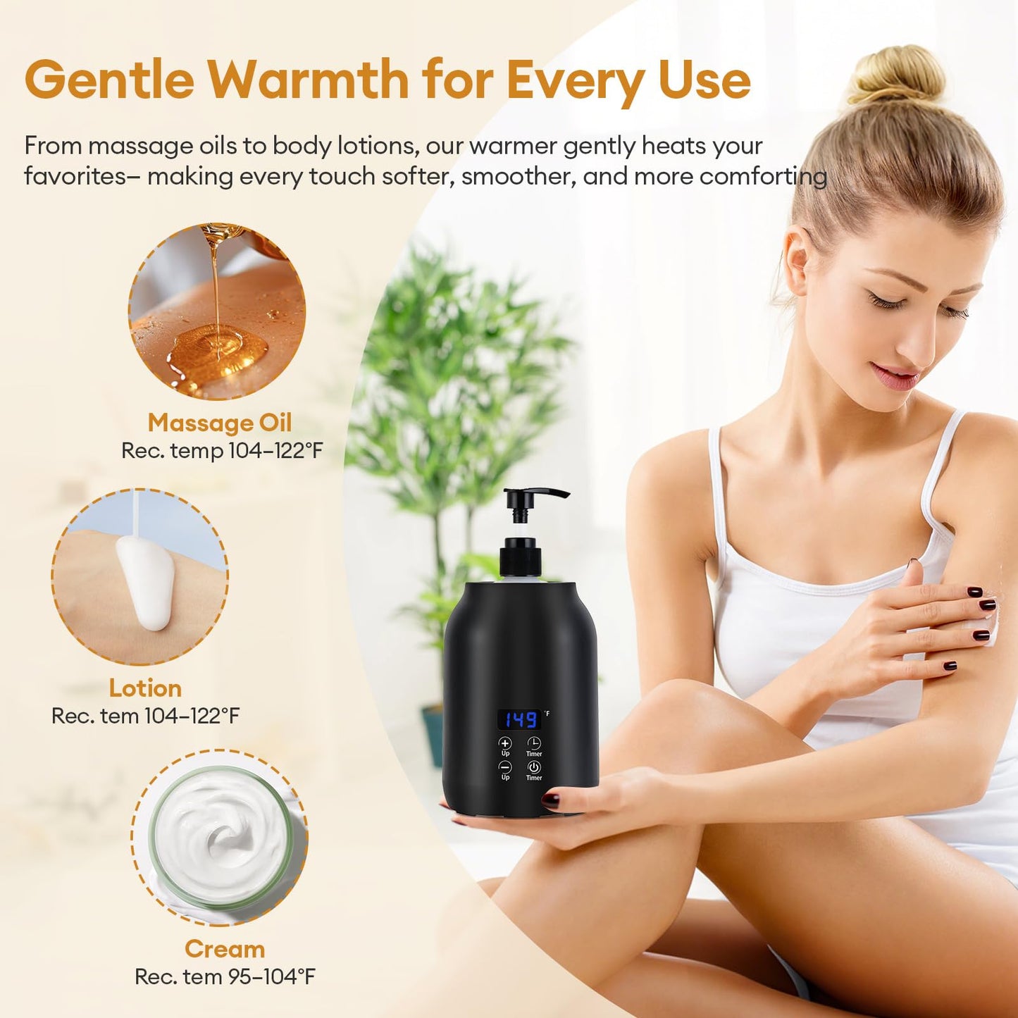 Massage Oil Warmer Heater with Dual 8.5oz Massage Oil Bottles & Funnel