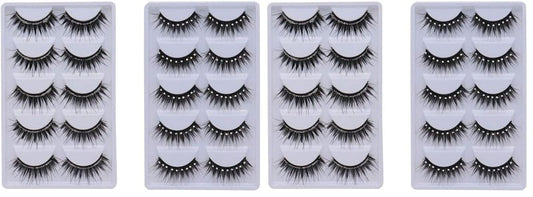 10 Pairs Soft False Eyelashes, Natural 3D Fake Eye Lashes with Shiny Rhinestones Makeup Party Extension Eyelashes Handmade Fake Lashes Volume Eyelash (Pack of 2)