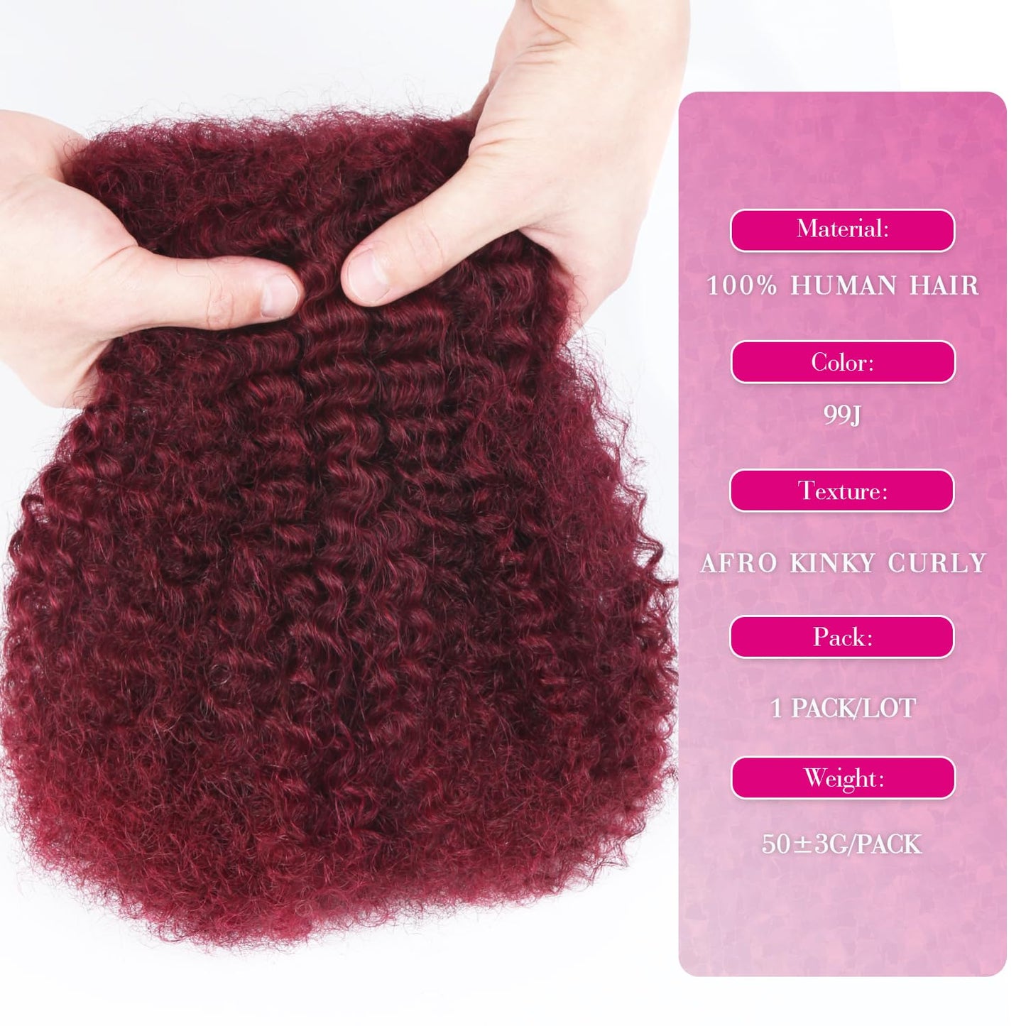 Afro Kinkys Bulk Human Hair For Braiding 16 inch Orange Ginger Afro Kinky Curly 100% Real Human Hair Bulk for Dreadlocks Mini Twist Crochet Braids Hair Extensions 50g